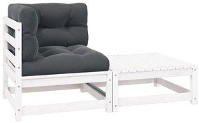 vidaXL 2 részes fehér tömör fenyőfa kerti ülőgarnitúra párnákkal