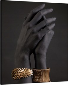 Vászonkép Fekete kezek Arany díszek Művészet 80x100 cm