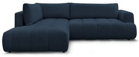 Sötétkék kinyitható-tárolóhelyes sarokkanapé (bal oldali-L alakú) Fuji – Bobochic Paris