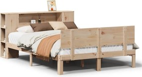 vidaXL tömör fenyőfa könyvespolcos ágy matrac nélkül 140 x 190 cm