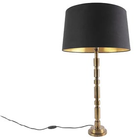 Art Deco asztali lámpa bronz fekete pamut búrával 45 cm - Torre