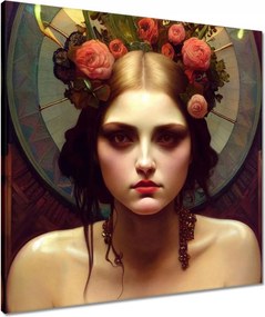 Vászonkép 60x60 Lány virágokkal