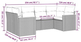 6 részes szürke polyrattan kerti ülőgarnitúra párnákkal