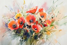 Vászonkép Canvas Természet Dekoráció Mezei Virágok Pipacs Csokor 60x40