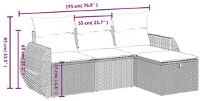 4 részes fekete polyrattan kerti ülőgarnitúra párnákkal