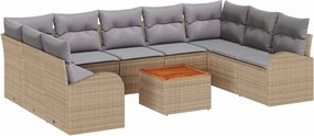 vidaXL Kerti Kanapé Szett 10 pcs Beige és Világosszürke polirattan