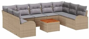 vidaXL Kerti Kanapé Szett 10 pcs Beige és Világosszürke polirattan
