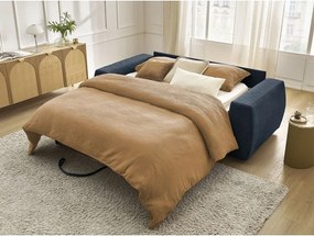 Sötétkék zsenília kanapé mindennapos alvásra-kinyitható 220 cm Hugo – Bobochic Paris