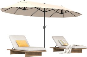 Outsunny XXL Napernyő 455 x 265 cm, UV Védelemmel, Kézi Kurblival, Teraszi Napernyő, Strand Napernyő, Szélálló Kurblis Napernyő Beach, Terasz és Kert