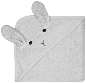 Szürke pamut kapucnis gyerek törölköző 76x76 cm Rabbit – Kindsgut