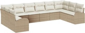 vidaXL Kanapé Szett párnával 10 pcs Bézs Polyrattan