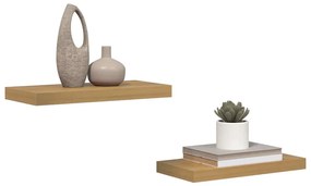 vidaXL Falpolc Falra szerelhető 2 pcs Barna 50 x 23 x 4 cm Faanyag