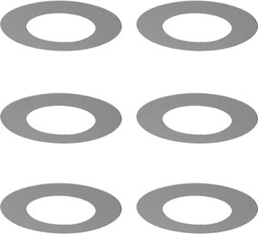 6 darabos rozsdamentes acél takarógyűrű készlet süllyesztett spotlámpákhoz 7,5 - 13 cm - Spacer