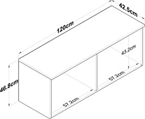 Bany Walnut and White fali szekrény