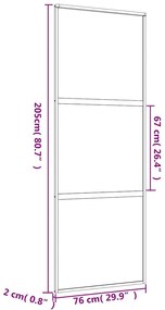 aranyszínű ESG tejüveg és alumínium tolóajtó 76 x 205 cm