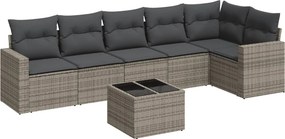 vidaXL 7 részes szürke polyrattan kerti ülőgarnitúra párnákkal