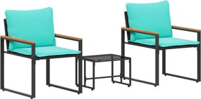vidaXL Bútor szettek párnával 3 pcs Fekete és Türkiz Rattan