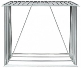szürke horganyzott acél kerti tűzifatároló, 163 x 83 x 154 cm