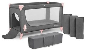 KINDERKRAFT JOY utazóágy szürke-rózsaszín
