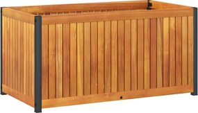 vidaXL tömör akácfa és acél kerti virágtartó 85 x 45 x 44 cm