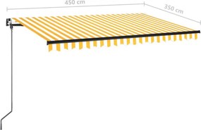 Sárga és fehér kézzel kihúzható napellenző 450 x 350 cm
