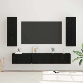 TV szekrény garnitúra Falra szerelhető 5 pcs Musta tammi