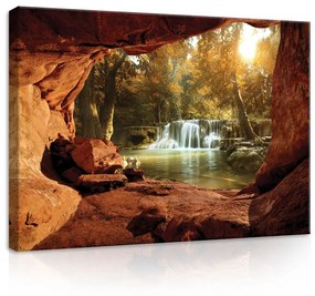 Barlangból kilátás az Erdőre, vászonkép, 70x50 cm méretben