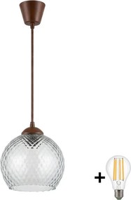 BRILAGI - LED függeszték R GLASS drótkábellel 1xE27/60W/230V Ø 25 cm barna/füstszürke