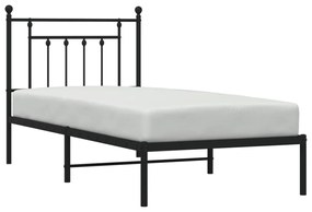 fekete fém ágykeret fejtámlával 90 x 200 cm