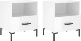 vidaXL 2 db magasfényű fehér szerelt fa éjjeliszekrény 40x35x47,5 cm