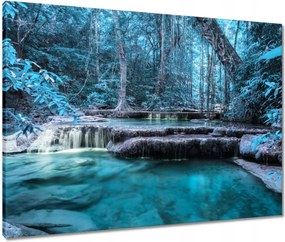 Vászonkép 80x60 Erawan Kék vízesés
