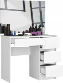 Kozmetikai fésülködőasztal 90cm fehér jobbos T-6/SL 90x60 Akd