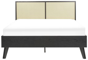 Fekete rattan franciaágy 140 x 200 cm MONPAZIER  Beliani