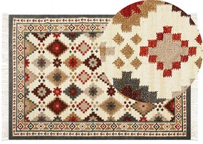 Színes kilim gyapjúszőnyeg 140 x 200 cm GHUKASAVAN Beliani