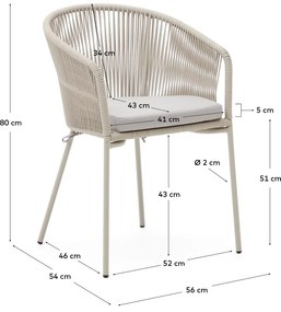 Krémszínű fém-párnázott kerti szék Yanet – Kave Home
