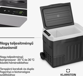 Klarstein PolarForce 37 l kompresszoros hűtődoboz, LCD panel, világítás, off-road, akkumulátorvédelem, 12V/230V