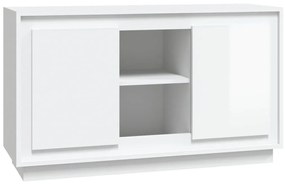 magasfényű fehér szerelt fa tálalószekrény 102x35x60 cm
