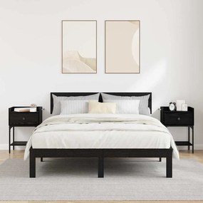 Éjjeli asztal fiókkal 2 pcs Musta tammi 40 x 29 x 60 cm Faanyag