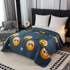 Ágytakaró EMOJI KINYÚJTOTT mintával szürke Méret: 170 x 210 cm