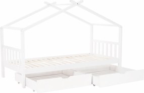 Ágy 2 konténerrál, fehér, ELISIA