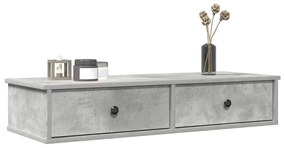 betonszürke szerelt fa falipolc fiókokkal 100 x 37,5 x 19 cm