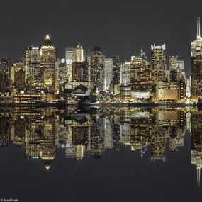 Poszter 20x20cm Manhattan horizontvonal alkonyatkor, Assaf Frank