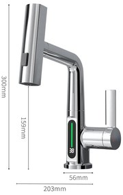 Mara mosogató csaptelep multifunkciós fejjel digitális kijelzővel