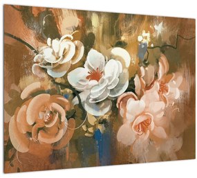 Kép - Festett csokor virág (üvegen) (70x50 cm)