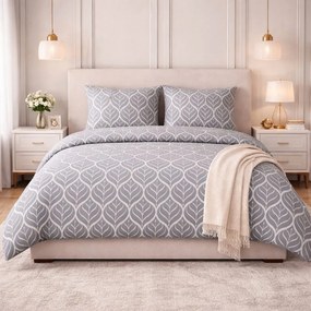 Leaf szurke pamut ágyneműhuzat 140x200cm+90x70cm TiaHome