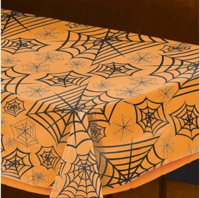 Pókhálós Asztalterítő Pókok Fólia 139x274 cm Halloween dekoráció Amscan