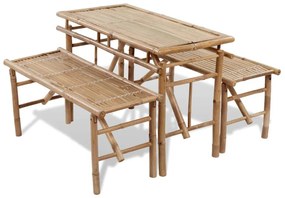 bambusz sörözőasztal 2 paddal 100 cm