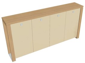 Verno+ S közepes gardrób 260 x 46 x 130 cm, üvegajtó, világos tölgy / vanília
