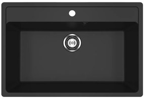 Ulgran U-600-344 Gránit Mosogatótálca - Egymedencés, Téglalap, Extra széles, Matt fekete