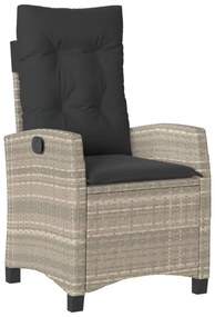 világosszürke polyrattan dönthető kerti szék párnával